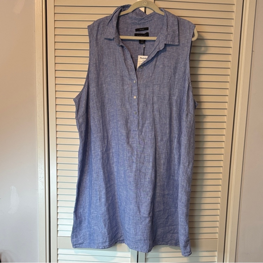 Tahari Blue Sleeveless Tunic Top NWT